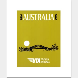 Vintage Travel Poster UTA French Airlines Australia Posters and Art